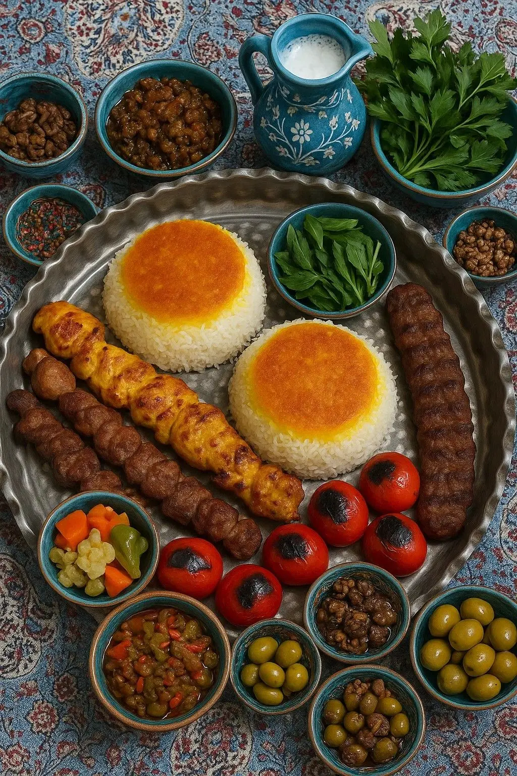 غذاهای محلی گیلان با سبزیجات تازه و ماهی