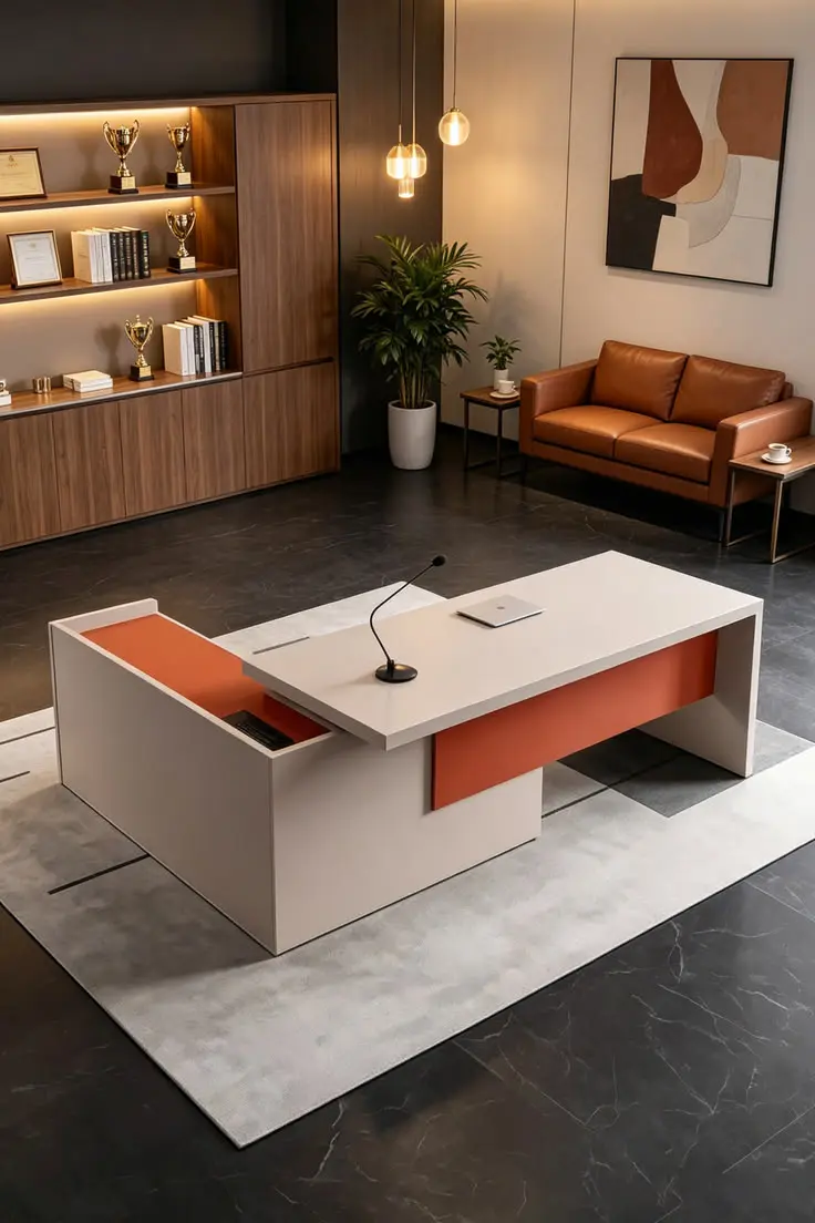 میز جلوی مبلی با طراحی مدرن و خطوط هندسی واضح