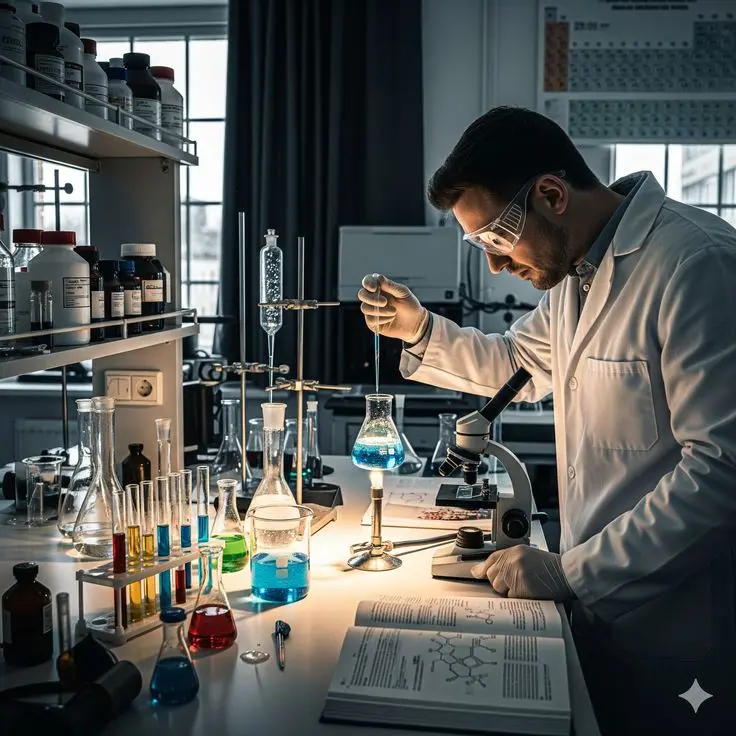 پژوهشگران در حال بررسی مقالات علمی برای انتخاب موضوع تحقیق
