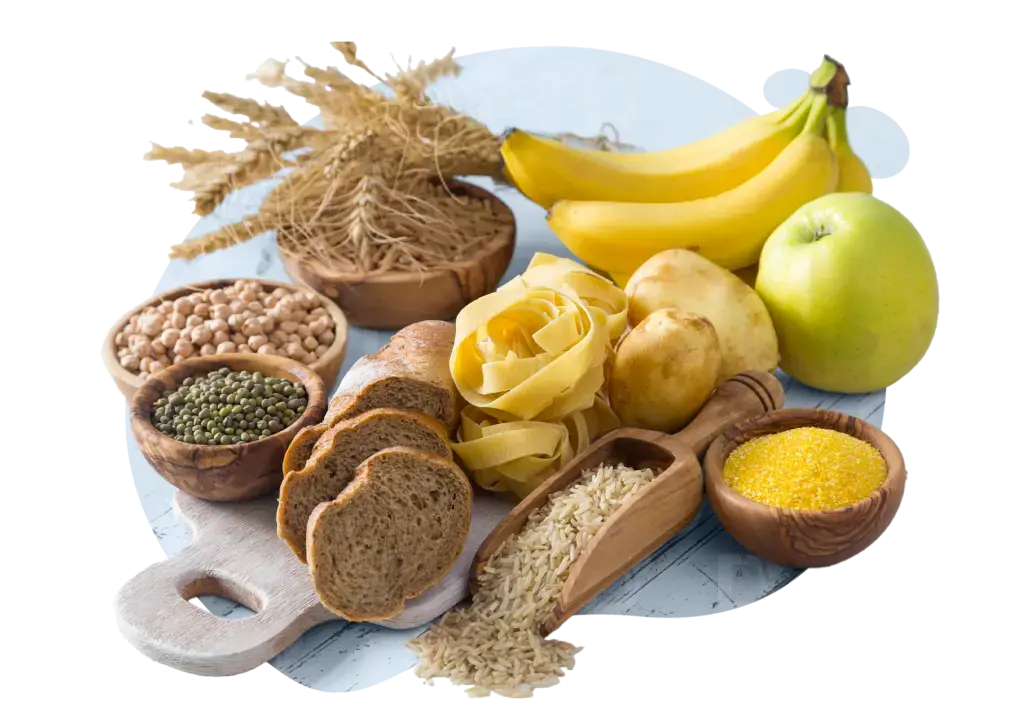 نمونه‌ای از غلات کامل و سبزیجات که حاوی کربوهیدرات‌های پیچیده هستند