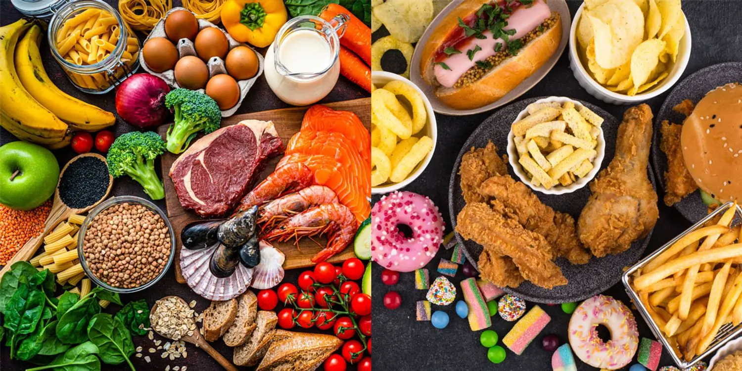 مقایسه بین غذاهای سالم و غذاهای فراوریشده