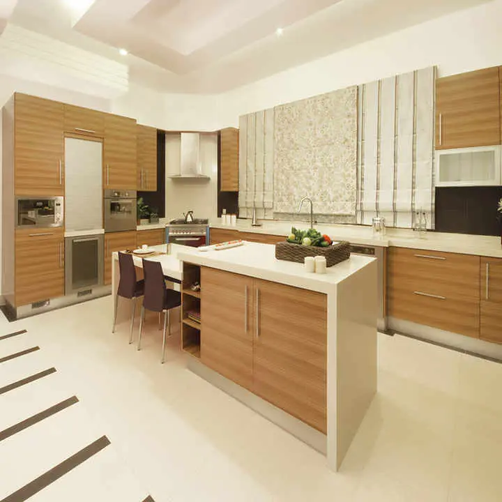کابینت مدرن با طراحی چوبی و خطوط هندسی برای اتاق نشیمن