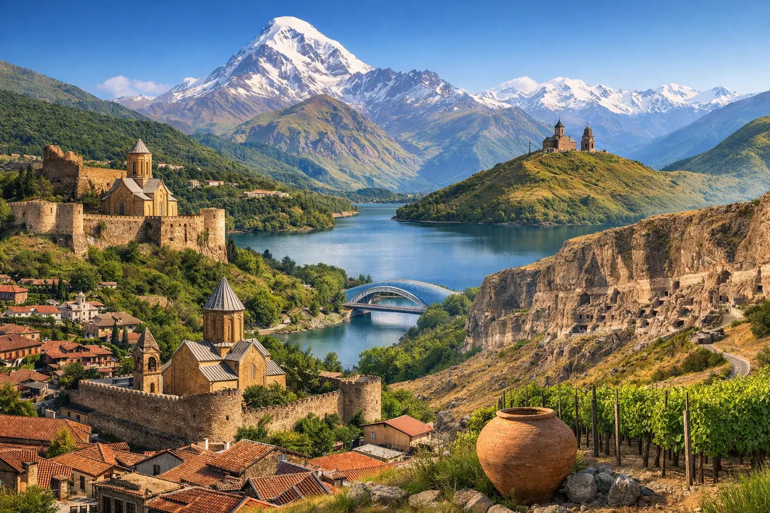 بازار سنتی دیگومی در تبیلیسی با محصولات محلی و رنگارنگ