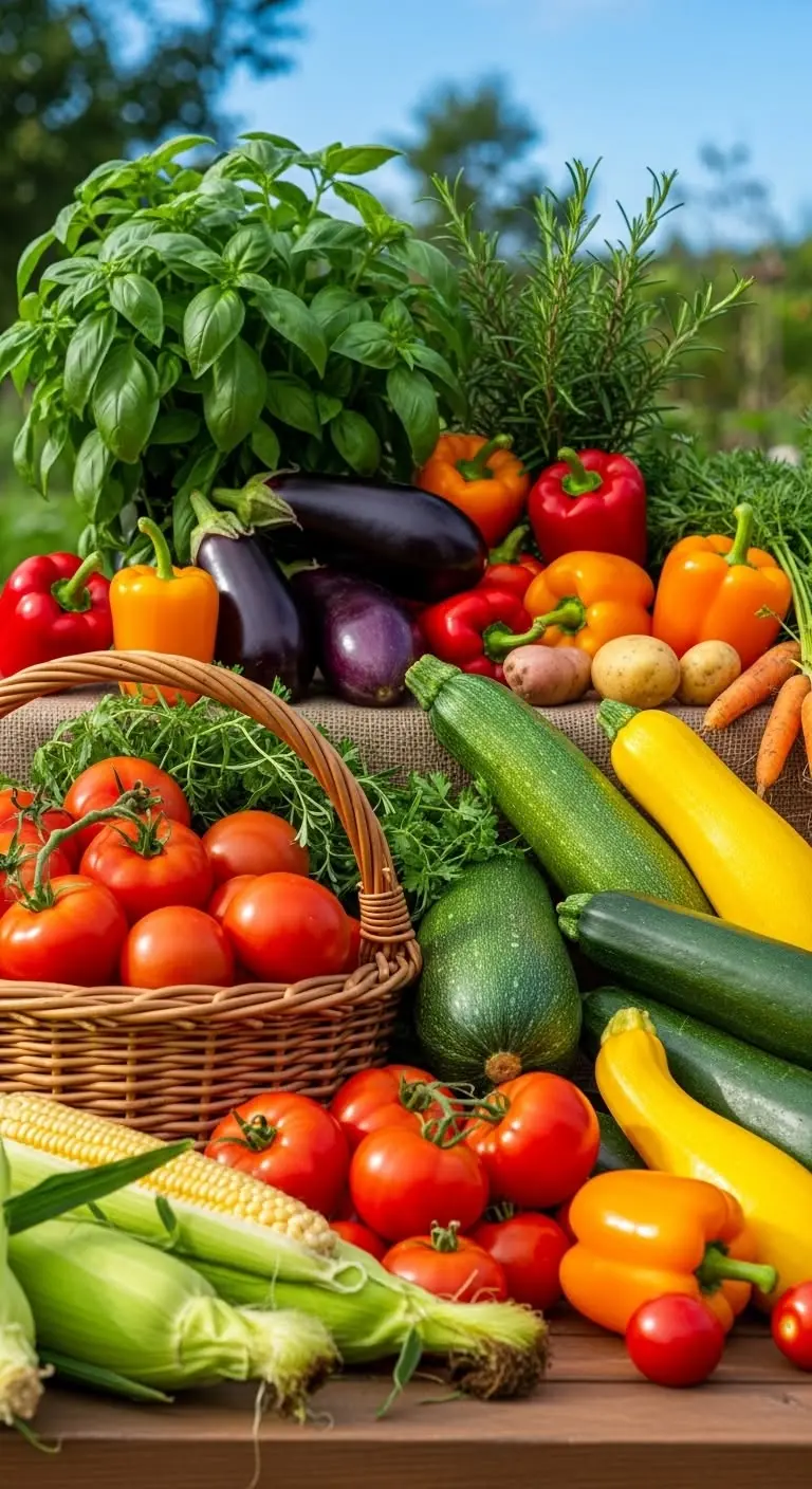 سبزیجات پخته شده در ظرف شیشه‌ای با سبزیجات تازه در پس‌زمینه