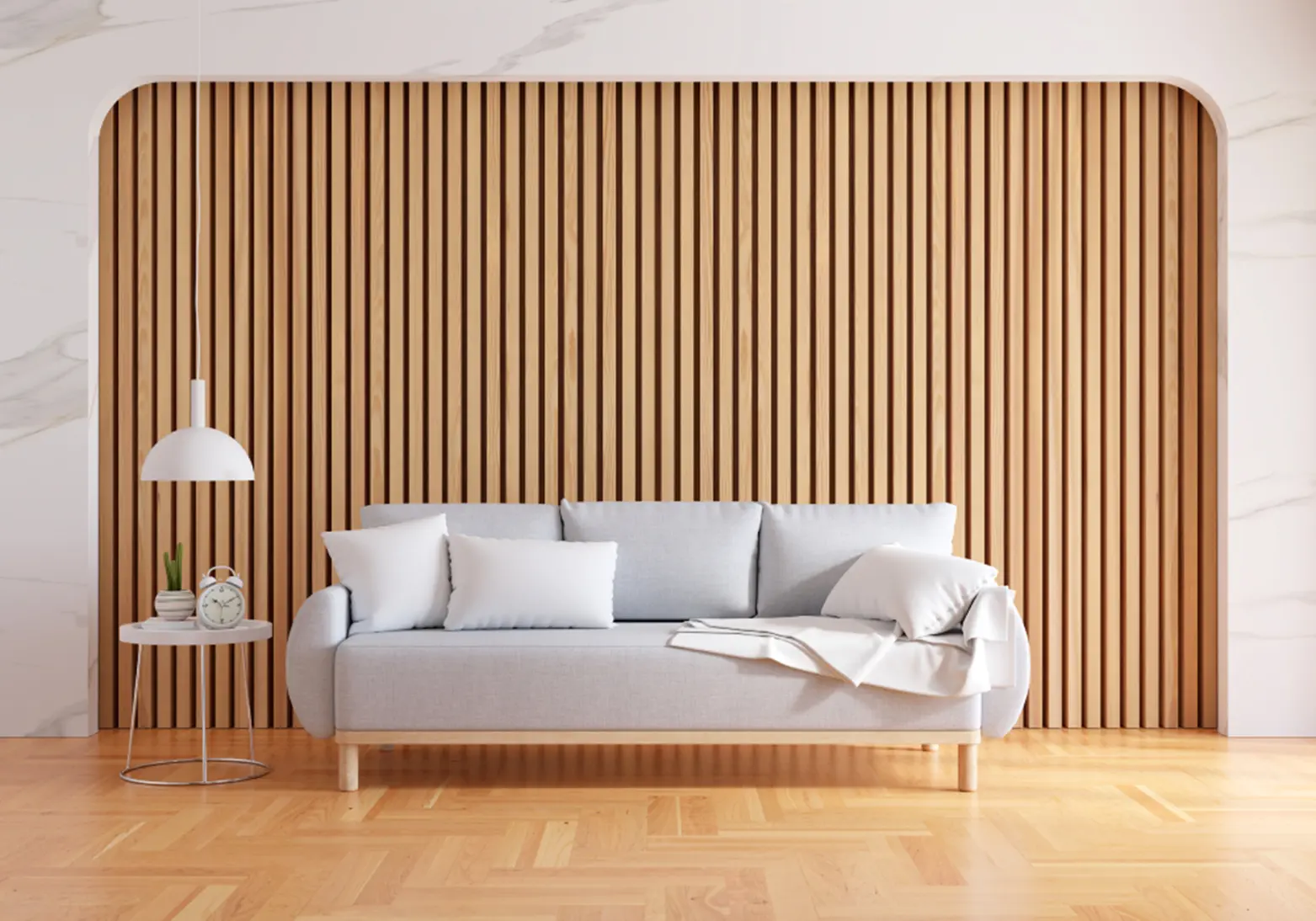 نصب دیوارپوش PVC در یک آشپزخانه مدرن با طرح چوبی