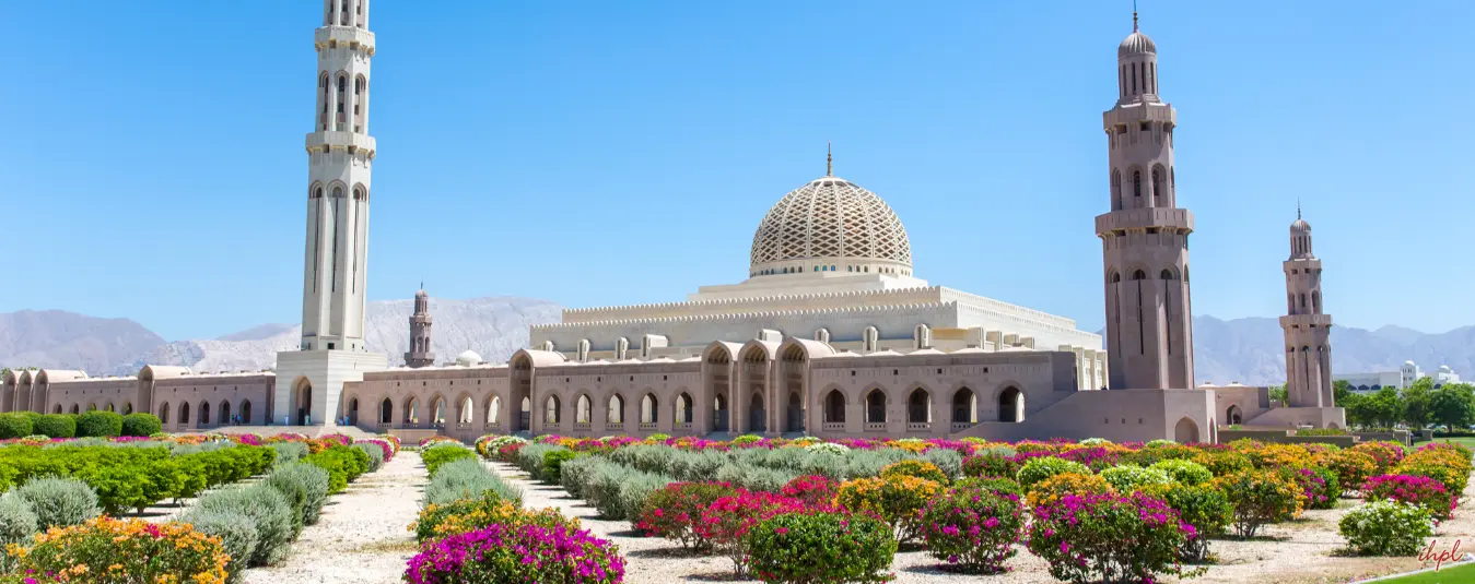 منظره زیبا از شهر مسقط با آسمان صاف و ساختمانهای مدرن