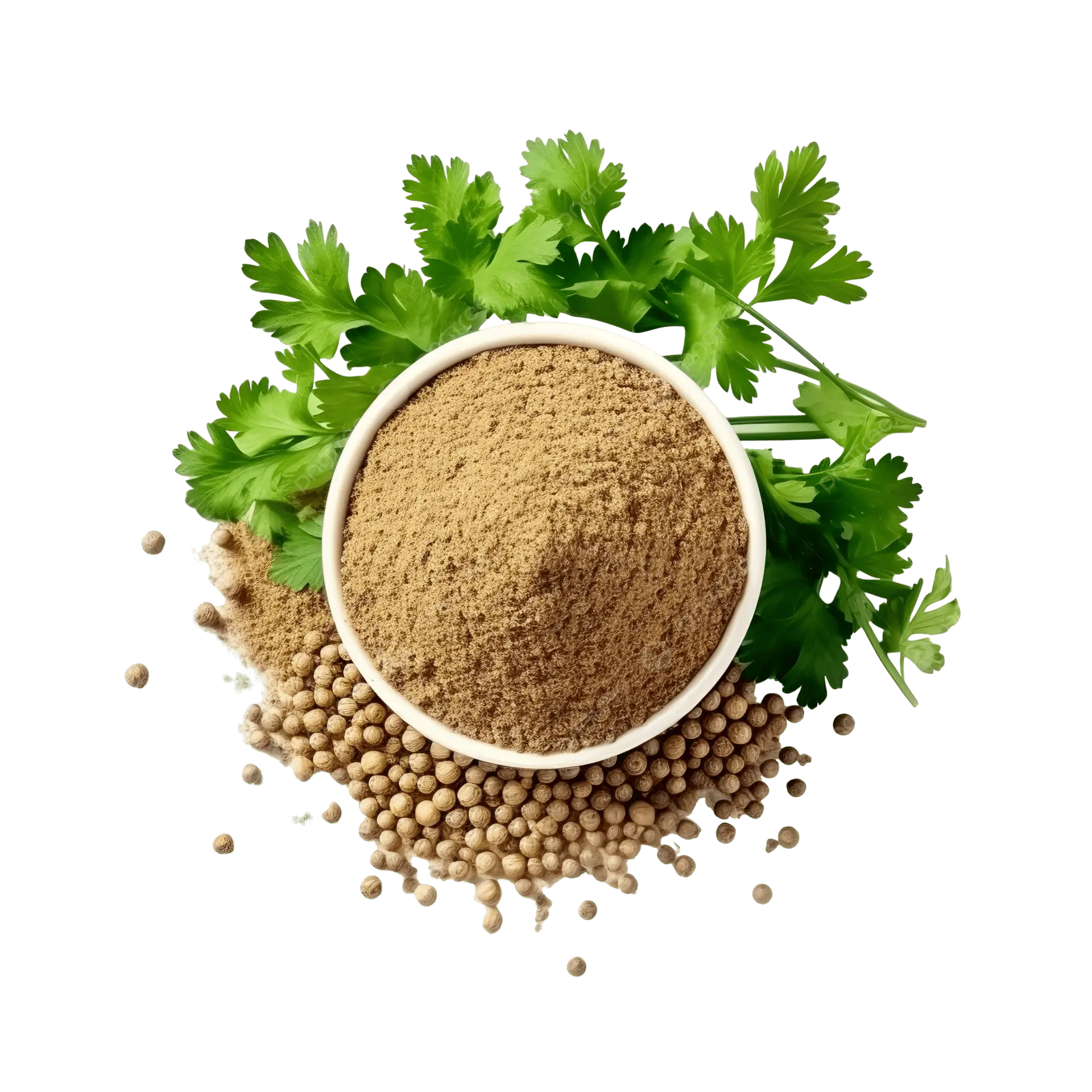 زیره خشک شده و آسیاب شده در ظرف شیشه‌ای